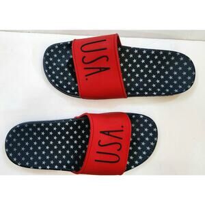 Rae Dunn Pool Slide Sandal USA Election Year Women’s Size 8 Red Navy White Stars